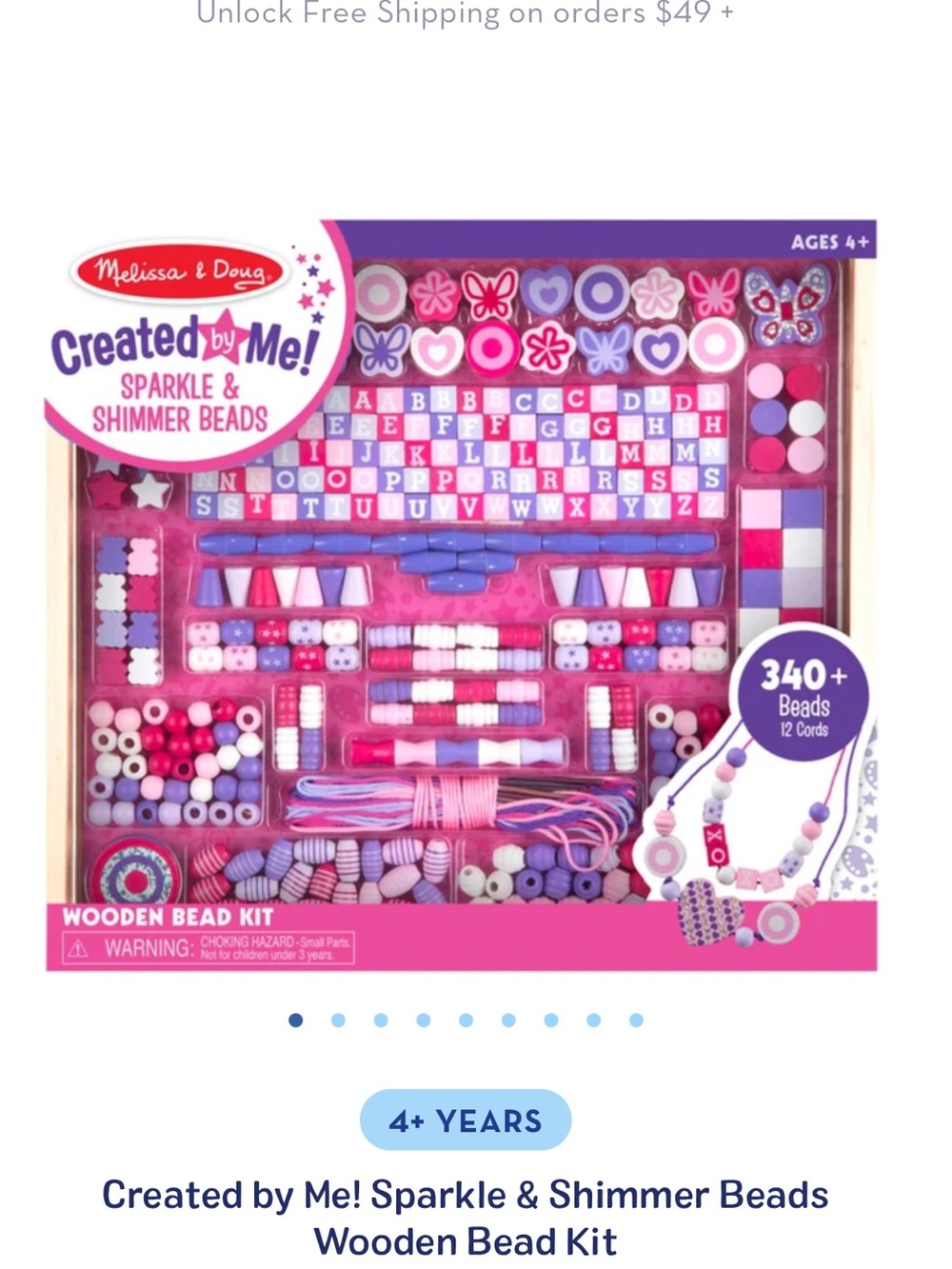Melissa & Doug Sparkle & Shimmer Wooden Bead Kit - Pink & Purple
